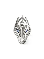 Naga Dragon Sterling Silver & Blue Sapphire Saddle Ring