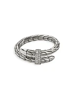 Chain Classic Spear Single Coil Sterling Silver & 0.08 TCW Diamond Ring