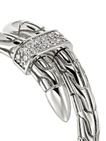 Chain Classic Spear Single Coil Sterling Silver & 0.08 TCW Diamond Ring