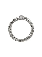 Chain Classic Spear Double Coil Sterling Silver & 0.12 TCW Diamond Ring