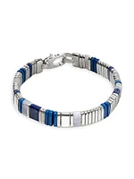 Chain Classic Sterling Silver, Lapis Lazuli & Blue Lace Agate Beaded Bracelet