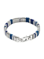 Chain Classic Sterling Silver, Lapis Lazuli & Blue Lace Agate Beaded Bracelet