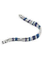 Chain Classic Sterling Silver, Lapis Lazuli & Blue Lace Agate Beaded Bracelet