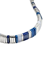 Chain Classic Sterling Silver, Lapis Lazuli & Blue Lace Agate Beaded Bracelet