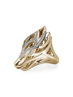 Naga Dragon 14K Yellow Gold & 0.61 TCW Diamond Saddle Ring