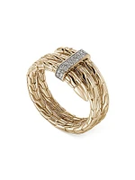 Chain Classic Spear Double Coil 14K Yellow Gold & 0.12 TCW Diamond Ring