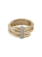 Chain Classic Spear Double Coil 14K Yellow Gold & 0.12 TCW Diamond Ring