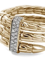 Chain Classic Spear Double Coil 14K Yellow Gold & 0.12 TCW Diamond Ring