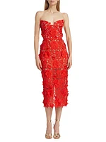 Jasmine Strapless Lace Midi-Dress