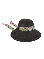 Detachable-Silk-Scarf Raffia Hat