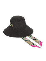 Detachable-Silk-Scarf Raffia Hat