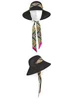 Detachable-Silk-Scarf Raffia Hat