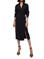 Wright Satin Long-Sleeve Shirtdress