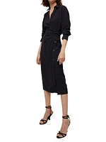 Wright Satin Long-Sleeve Shirtdress