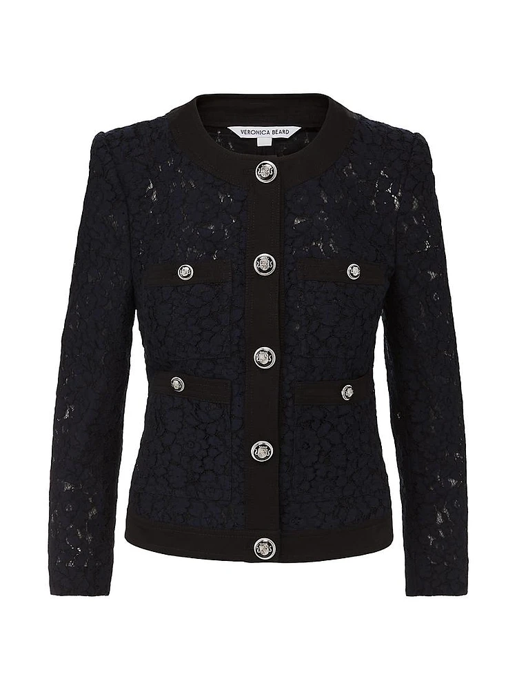 Ferazia Lace Cotton-Blend Single-Breasted Jacket