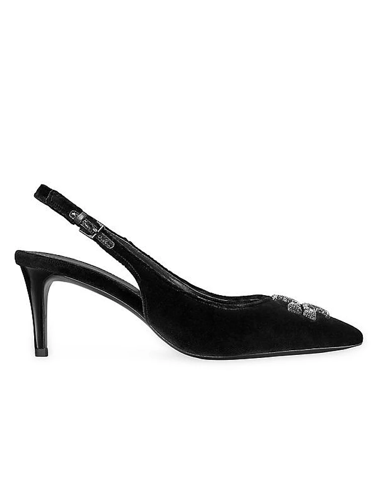 Eleanor 65MM Pavé Velvet Slingback Pumps