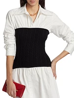 Waverly Cotton & Cable-Knit Shirtdress