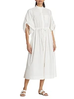 Yana Cotton Poplin Drawstring Midi-Dress