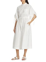 Yana Cotton Poplin Drawstring Midi-Dress