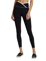 Veronica Ribbed Two-Tone Cross-Over Leggings