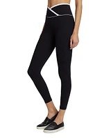 Veronica Ribbed Two-Tone Cross-Over Leggings