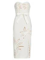 Lani Strapless Embroidered Cotton Midi-Dress