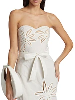 Lani Strapless Embroidered Cotton Midi-Dress