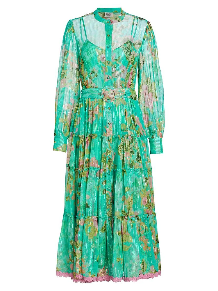 Azra Belted Floral Midi-Dress