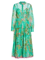 Azra Belted Floral Midi-Dress