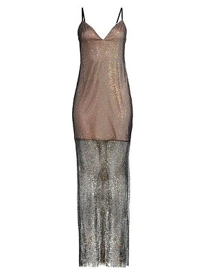 Embellished Fishnet Gown