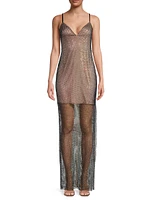 Embellished Fishnet Gown