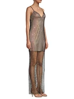 Embellished Fishnet Gown