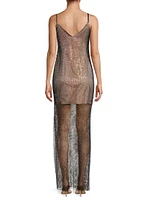 Embellished Fishnet Gown