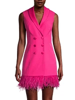 Feathered Stretch Crepe Blazer Dress