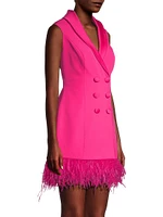 Feathered Stretch Crepe Blazer Dress