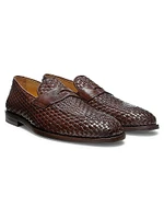 Leather Woven Penny Loafers