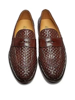 Leather Woven Penny Loafers