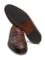 Leather Woven Penny Loafers