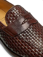 Leather Woven Penny Loafers