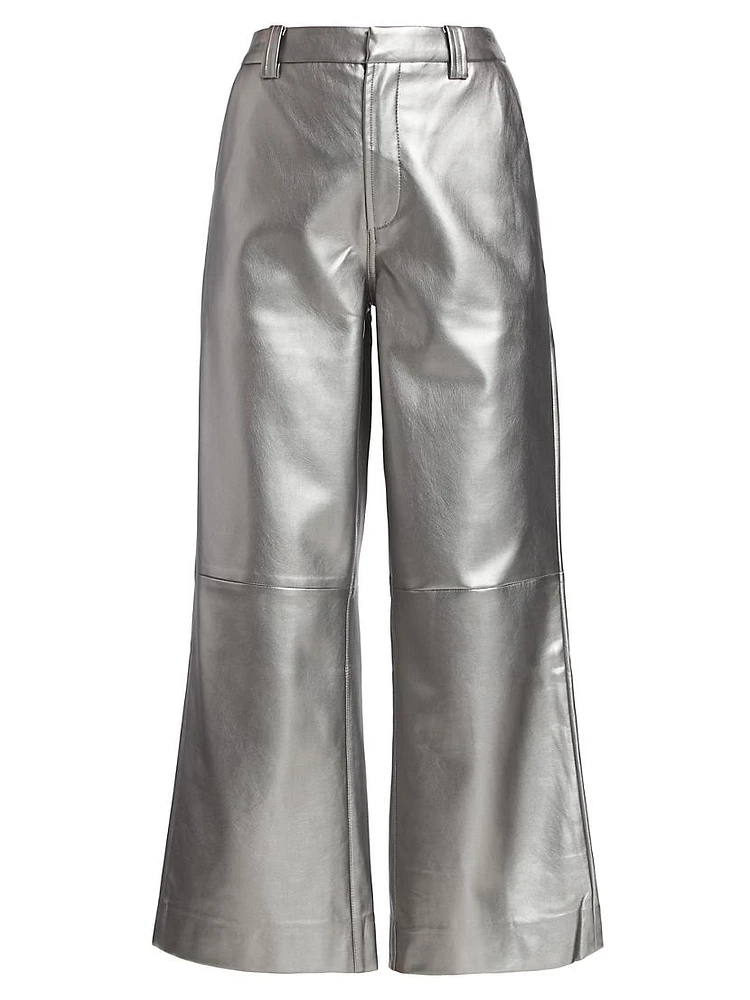 The Mia Vegan Leather Metallic Cropped Pants