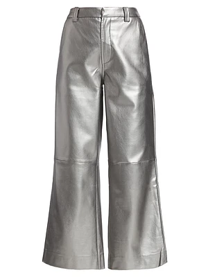 The Mia Vegan Leather Metallic Cropped Pants