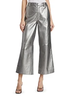 The Mia Vegan Leather Metallic Cropped Pants