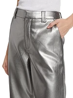 The Mia Vegan Leather Metallic Cropped Pants