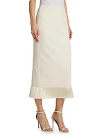 Knit Fringe-Hem Midi-Skirt