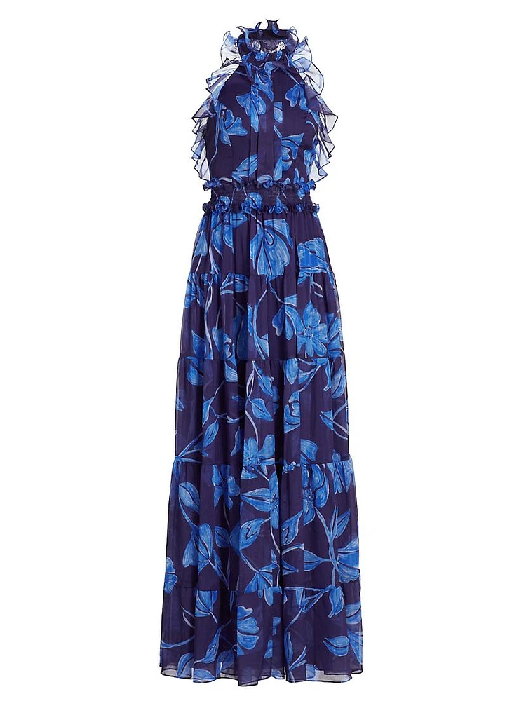 Nightflower Ruffled Floral Maxi Dress