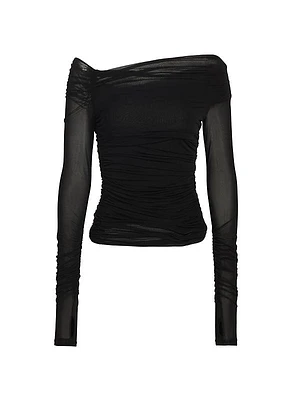 Ruched Crepe Asymmetric Top