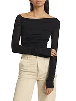 Ruched Crepe Asymmetric Top