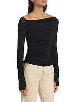 Ruched Crepe Asymmetric Top