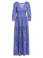 Shadow Dance Lace Long-Sleeve Midi-Dress