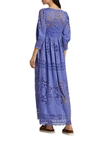 Shadow Dance Lace Long-Sleeve Midi-Dress